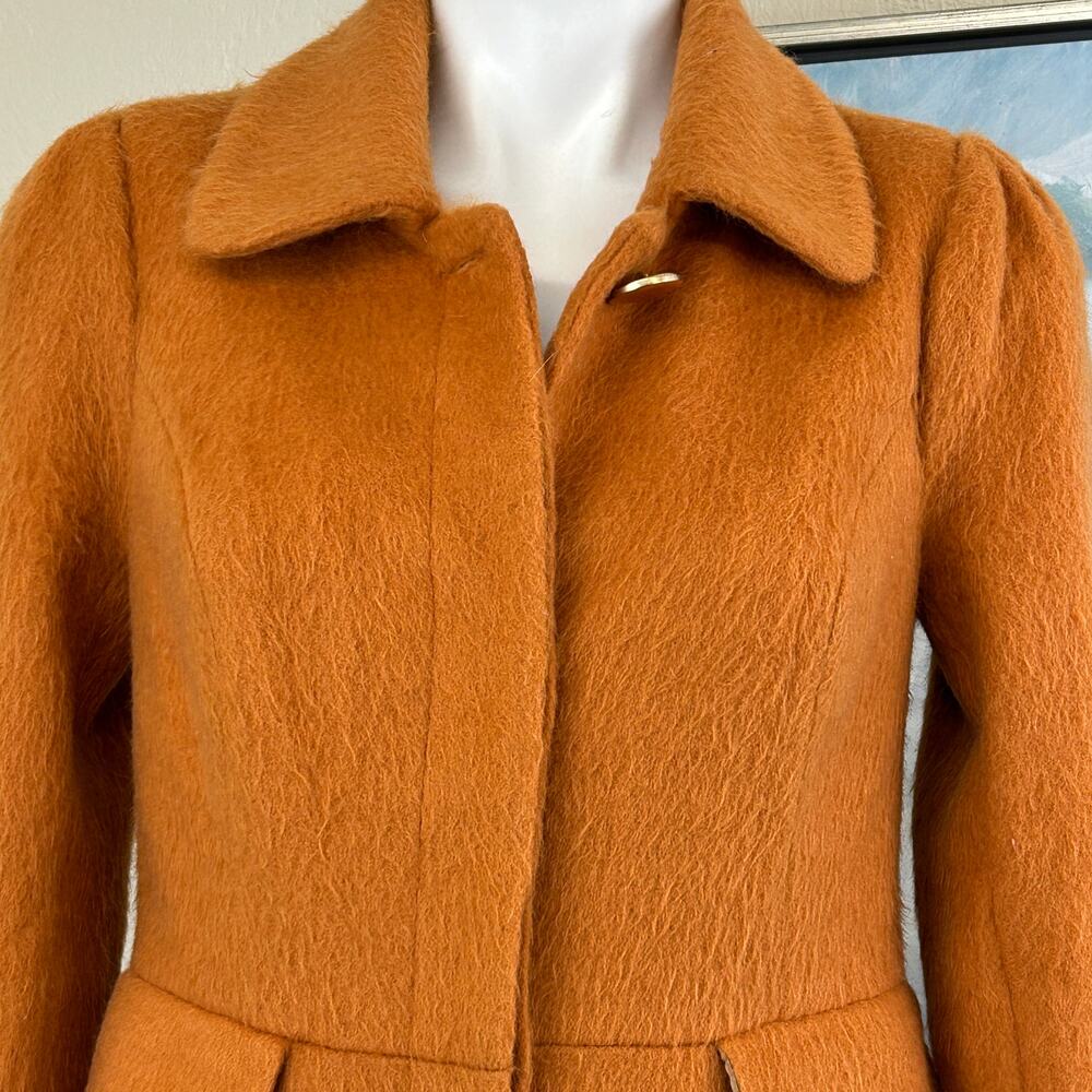 ModCloth Rust Orange Wool Blend Peacoat - Picture 2 of 8